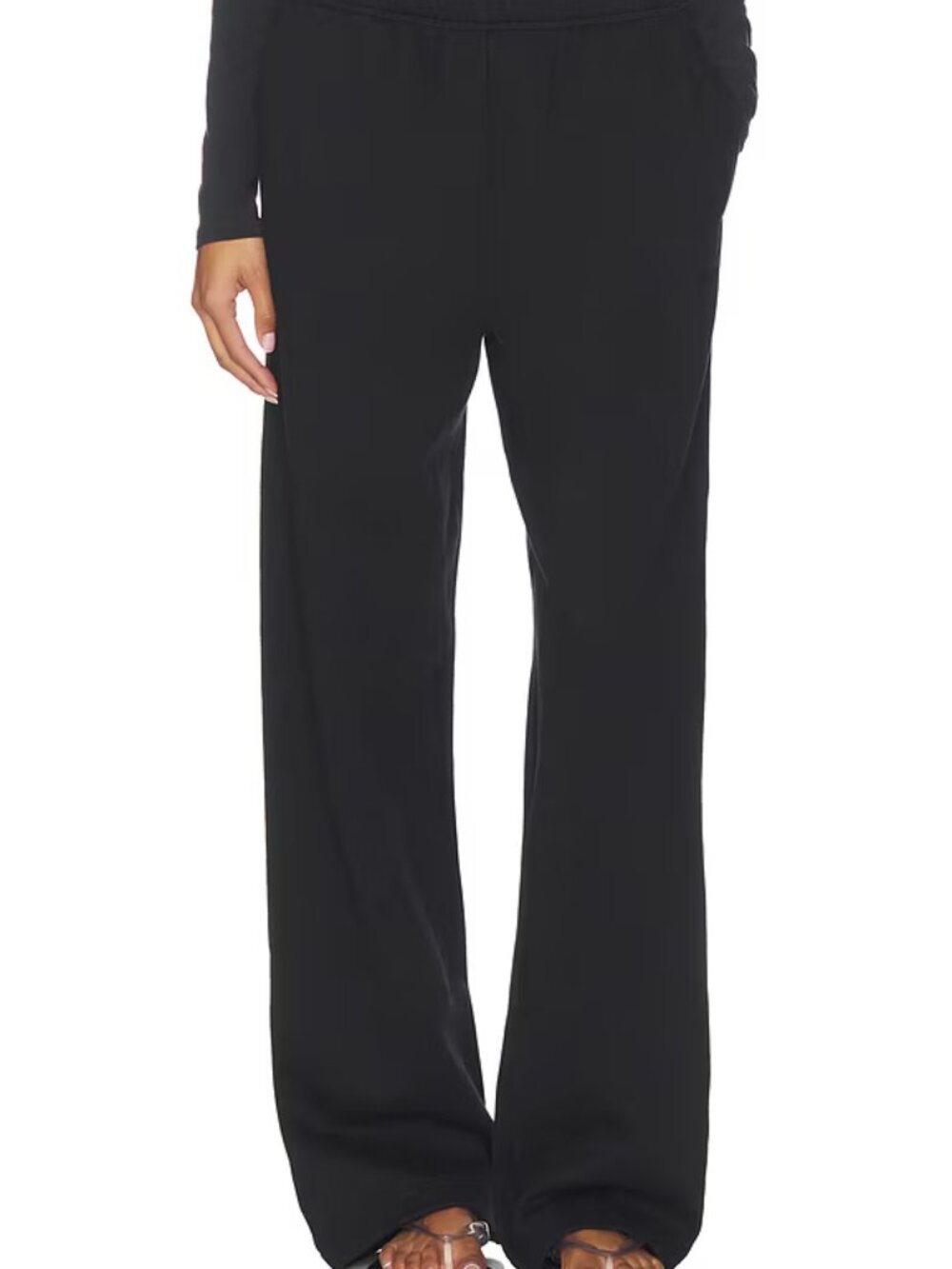 SKIMS Cotton Fleece Classic Straight Leg Pant Onyx Size L NWT - Picture 1 of 12